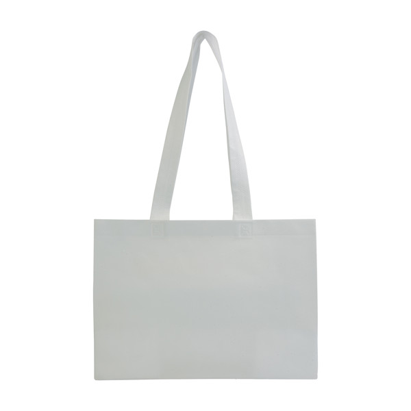 Heat-Sealed 70 G/M2 Non-Woven Fabric Shopping Bag With Bottom Gusset And Long Handles - White