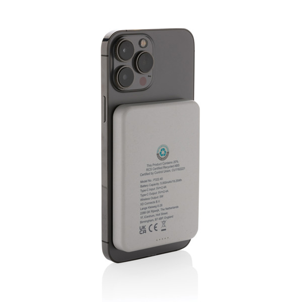 Magnetix RCS magnetni powerbank 5000 mAh od reciklirane plastike - Bijela