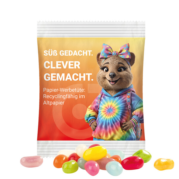 Mini bag 10g, recyclable paperPlus, white, jelly beans