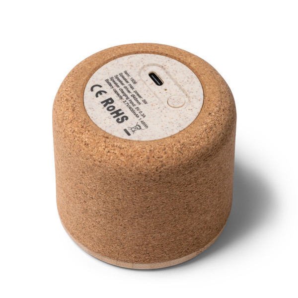 Personalised wireless speaker in cork and bamboo with Bluetooth 5.1
