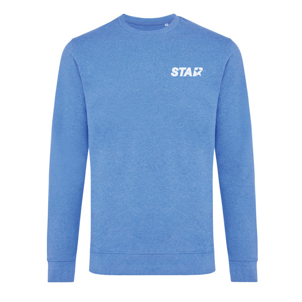 Pull à col rond en coton recyclé non teinté IQONIQ Denali - Heather Blue / XXL