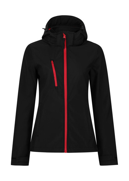 Women's Venturer 3-Layer Hooded Softshell Jacket - Black / Red / 10 (36)