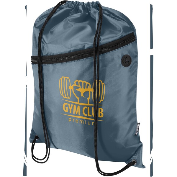 Oriole RPET drawstring bag with zipped front pocket 5L - Hale Blue