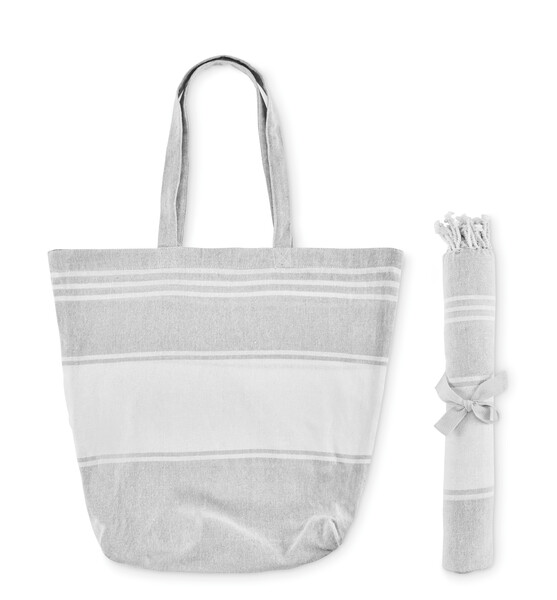 Set plajă Hummum – geantă de plajă și prosop hammam – gri