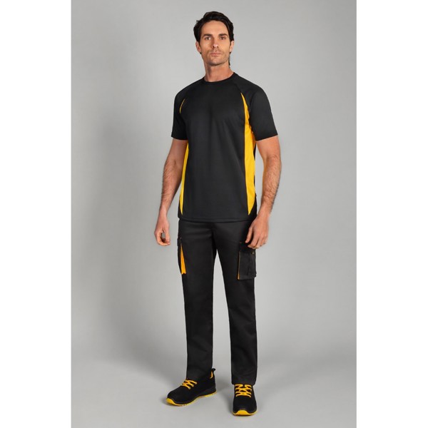 VL SLAYER. T-shirt técnica bicolor bird-eye (160g/m²), em poliéster (100%) - Cinzento / Laranja / 2XL