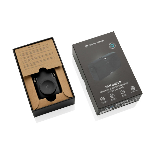 Powerbanka Urban Vitamin San Diego 20W PD z RCS plastu - Černá