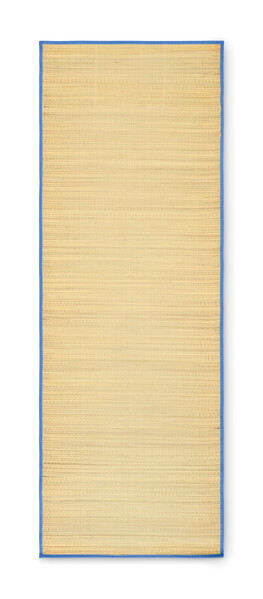 Natte plage paille naturelle Rafia - Bleu Royal