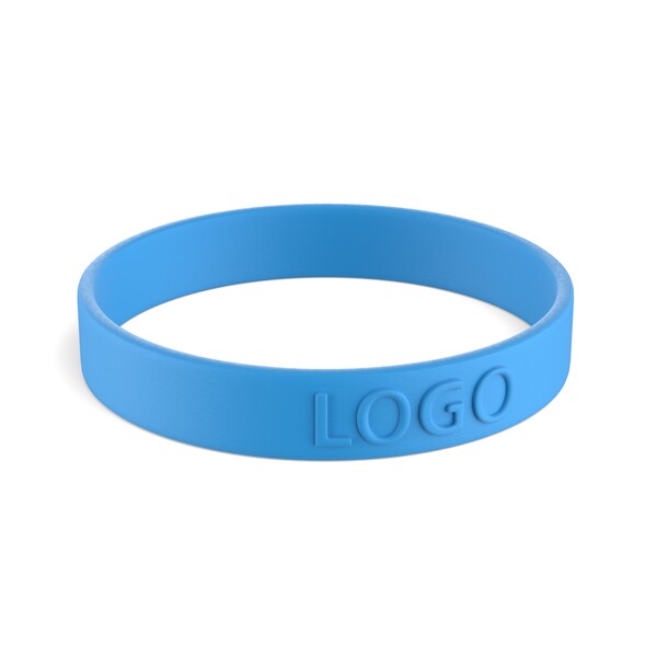 Pulsera de silicona personalizada (12mm width) - Azul cian frío / 18x1.2x0.2cm