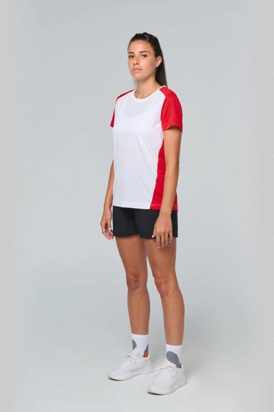 ŽENSKA EKOLOŠKI PRIHVATLJIVA DVOBOJNA SPORTSKA MAJICA - Bijela / Crna / XL