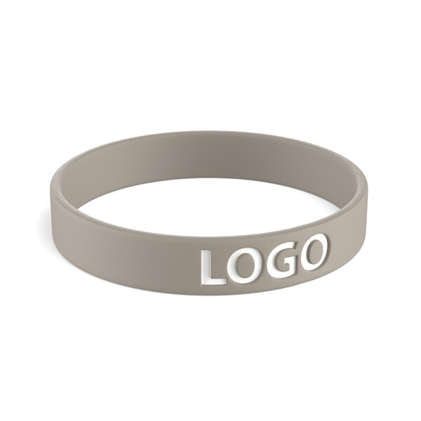 Customised silicone wristbands (12mm width) - Wram Grey 6 C / 20x1.2x0.2cm