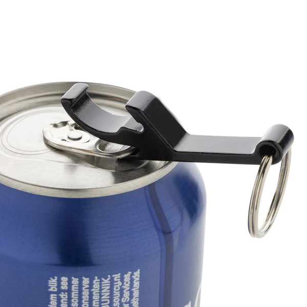 Klíčenka s otvírákem z RCS recykl. hliníku - Černá