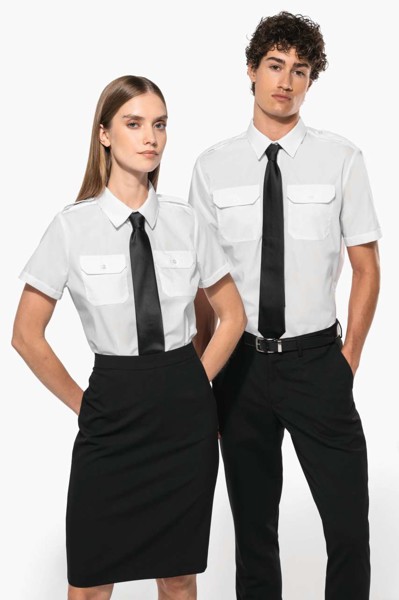 Ladies’ Short-Sleeved Pilot Shirt - White / S