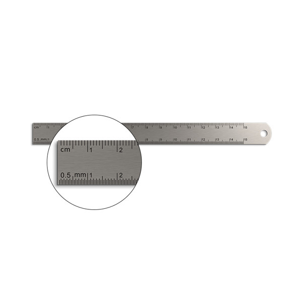 170x15MM STAINLESS STEEL RULER WITH SUSPENSION HOLE
