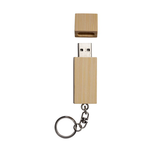 4 Gb Wooden Pen Drive With Metal Key Ring. Upload On Request With Delivery In 2 Weeks
