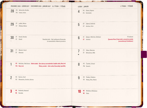 Notique Planbook Diář/Notes Vintage Květy 2027, 13 x 21 cm - Východní