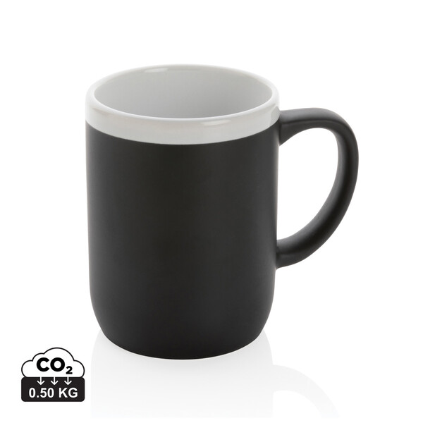 Ceramic mug with white rim 300ml - Black / White
