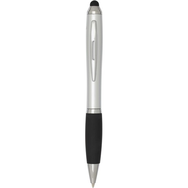 Nash RCS recycled plastic stylus ballpoint pen with coloured barrel and black grip (black ink) - Silver