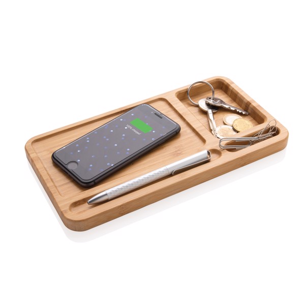 XD - Bamboo desk organiser 5W wireless charger