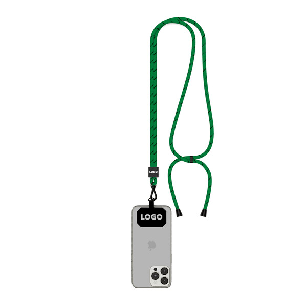Cordon en Polyester recyclé (rPET) crossbody  pour téléphone portable - Vert classique / Noir / Accessoires noirs