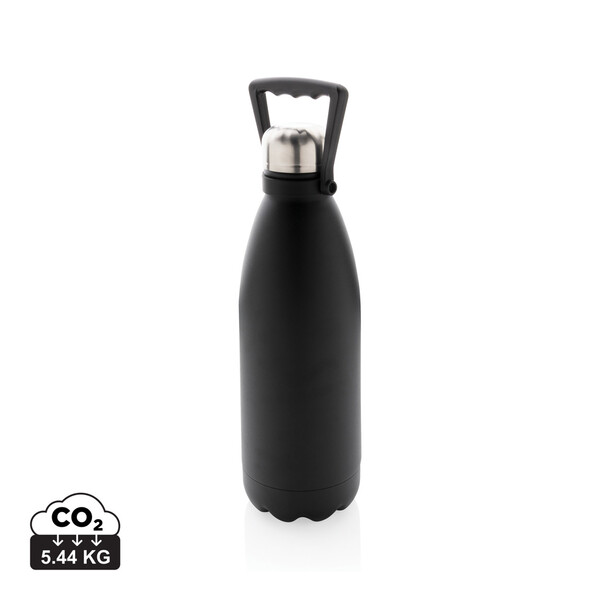 RCS gerecycled roestvrijstalen grote vacuümfles 1,5L - Zwart