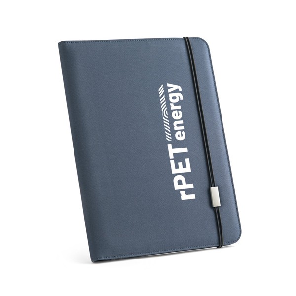 EMERGE FOLDER II. Složka A4 z materiálu recyklovaného polyesteru (100% rPET) 300D s elastickým uzávěrem - Modrá