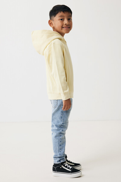 Dětská mikina s bočními kapsami IQONIQ Yengo z rec. bavlny - Cream Yellow / 78