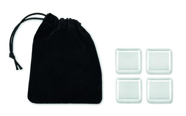 Set of 4 SS ice cubes in pouch Icy