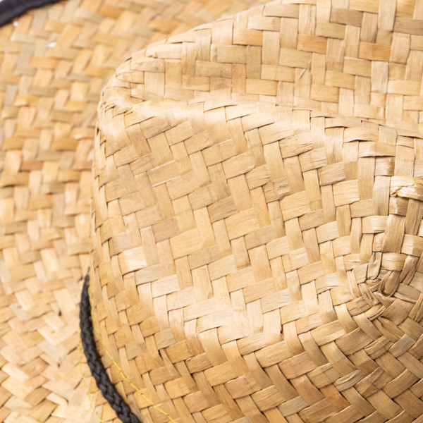 Personalised natural straw hat with adjustable cord