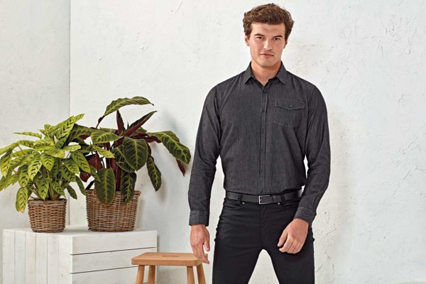Men’S Jeans Stitch Denim Shirt - Black Denim / S