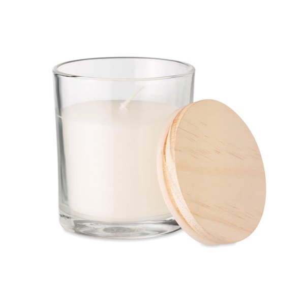 Ancient scented candle glass,bamboo lid,120g - Transparent
