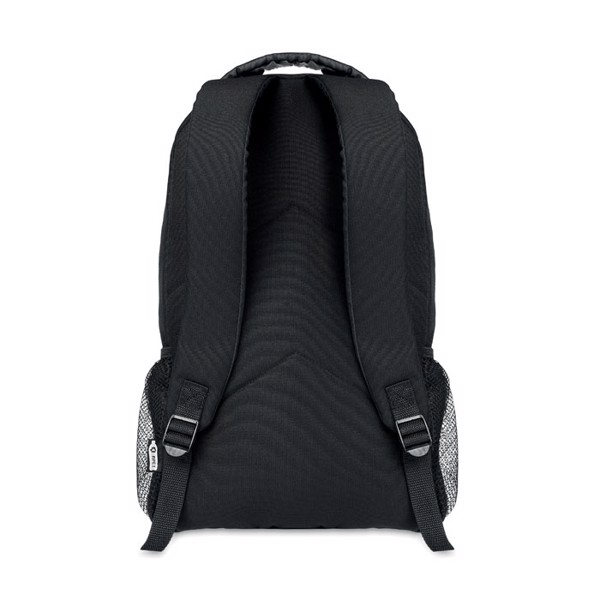 Eco-Friendly 600D RPET Backpack Monte Lomo - with Reflective Panel & Mesh Pockets 