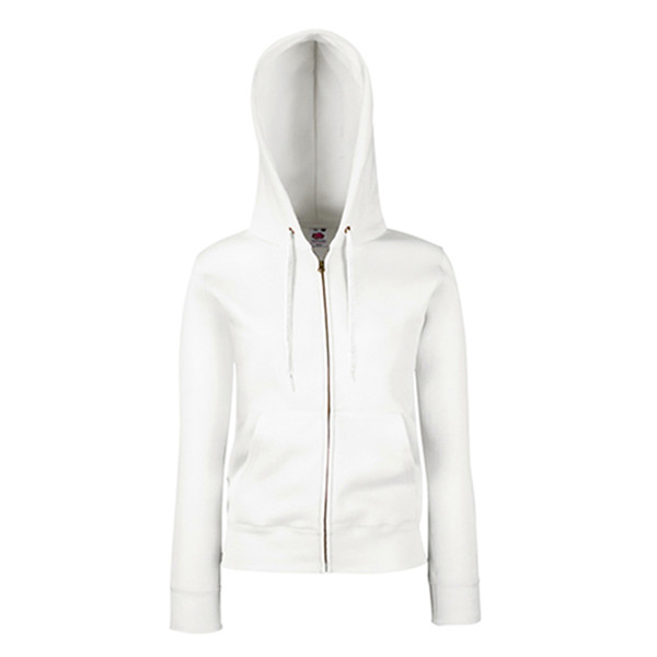 Casaco Premium Sweat Hooded Ladies 280G - 70% Algodão/ 30% Poliéster - Branco / L