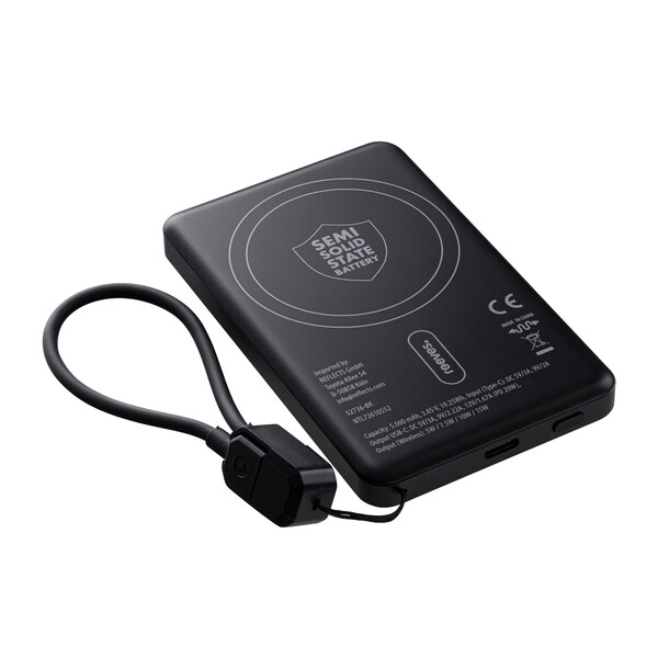 Powerbank sans fil magnétique 15W WATTRON PRO V ALU - noir / 5000 mAh