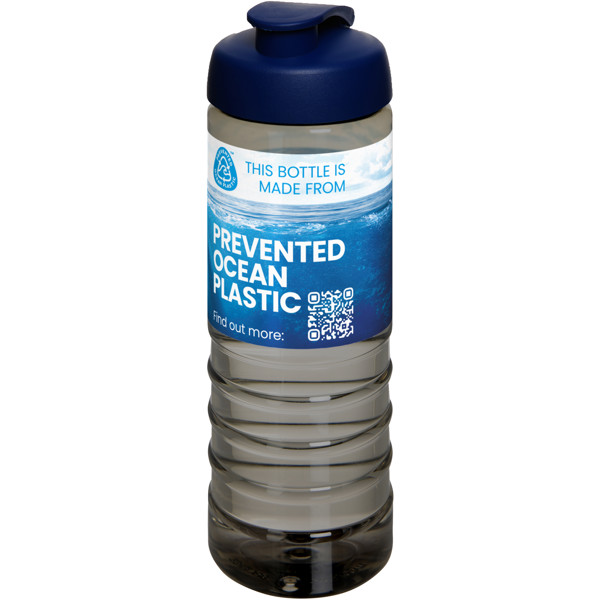 Bouteille de sport H2O Active® Eco Treble de 750 ml avec couvercle à bascule - Charbon / Bleu