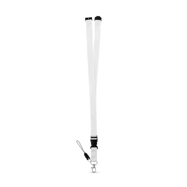 MURRAY. Lanyard em poliéster com mosquetão em meta - Branco
