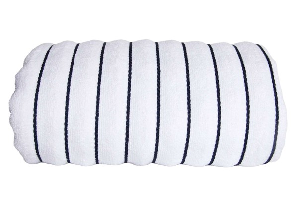 Olima Beach Striped Towel - White / Navy
