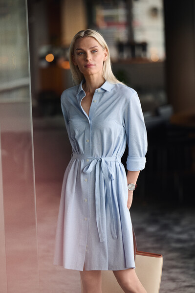 Indigo Bow 133 Shirt Dress Dark Blue 3XL
