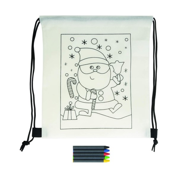 Non-Woven Mini Drawstring Bag With 5 Wax (Christmas Print)