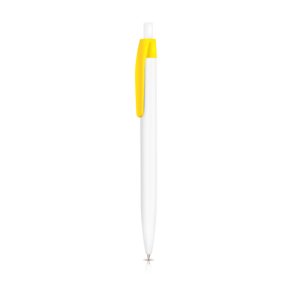 Stylo À Bille En Plastique, Avec Clip En Couleur - Jaune