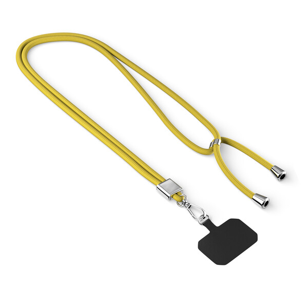 Crossbody, trendy 2-tone cord phone holder made of recycled polyester (rPET) - Bright Yellow / Silver accessories