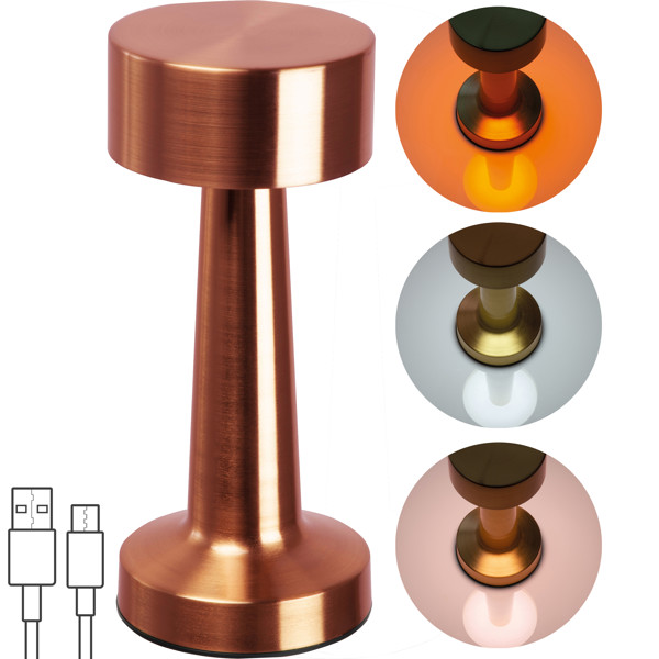 ILSE Újratölthető asztali lámpa rozsdamentes acélból - Copper