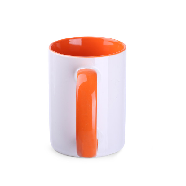 Evergreen ceramic mug, 350g, 103mm height - White / Orange