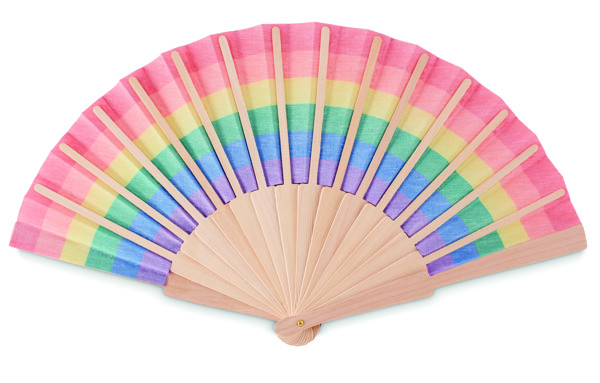 Rainbow wooden hand fan Bowfan