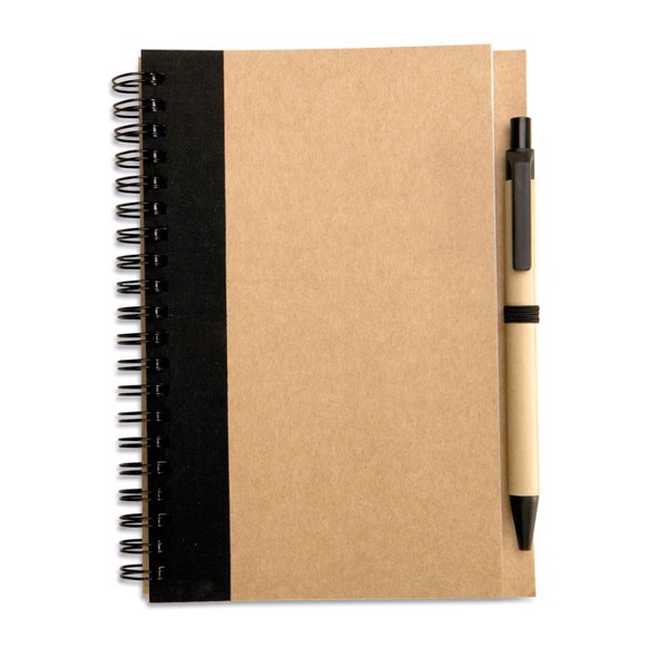 Recycled paper notebook + pen Sonora Plus - Black