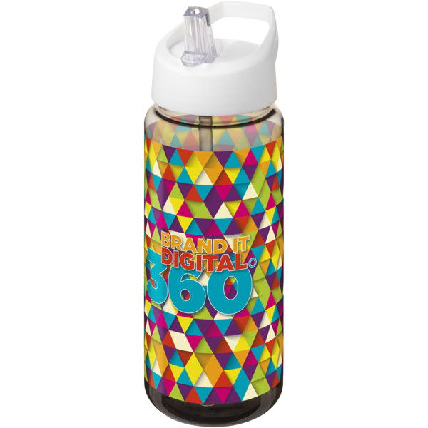 Bouteille de sport H2O Active® Octave Tritan™ de 600 ml avec couvercle à bec verseur - Charbon / Blanc