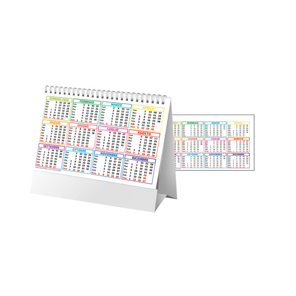 Calendario 2026 Da Tavolo Mensile Multicolore, 13 Fogli Su Carta Patinata Opaca