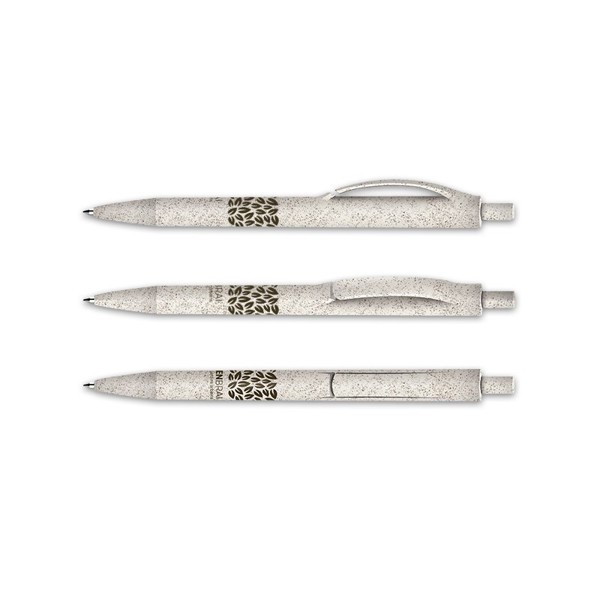STYLO BILLE ECRITURE BLEUE CORPS ET CLIP PLASTIQUE BIO-SOURCE - Blanc
