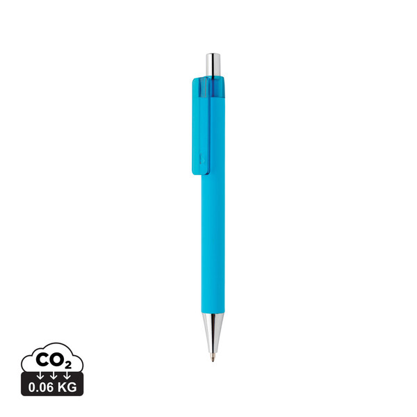 Stylo X8 finition gomme en ABS recyclé RCS - Bleu Clair