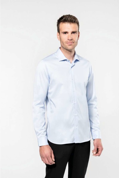 Men's Long-Sleeved Twill Shirt - White / 2XL