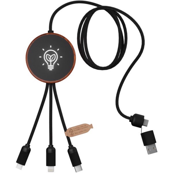 SCX.design C40 5-in-1 rPET light-up logo charging cable and 10W charging pad